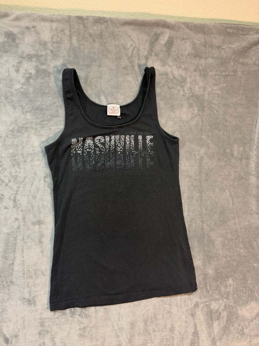 Grand Ole Opry Nashville Rhinestone Bedazzled Black Tank Top Size Large
